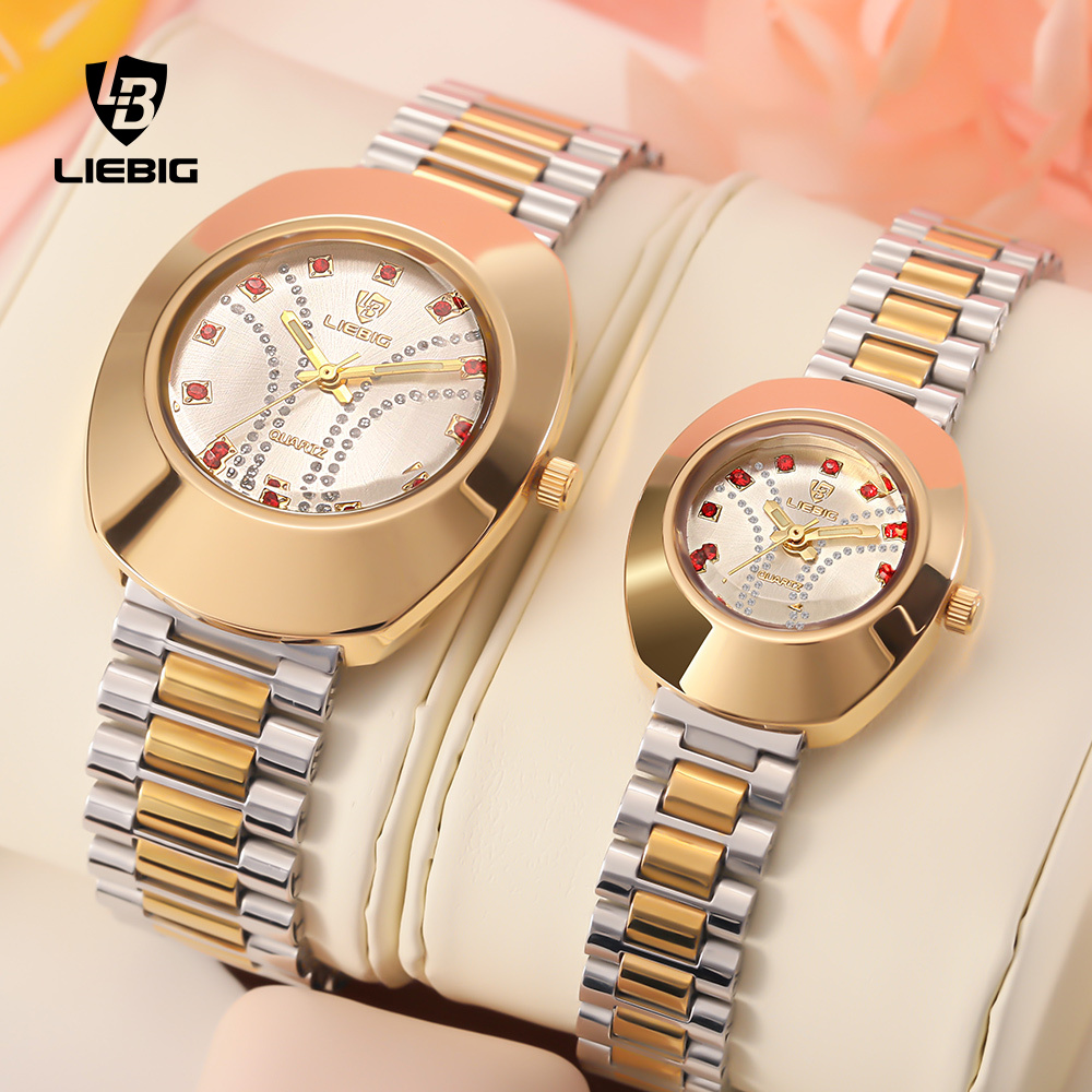 Liebig đồng hồ thời trang mới cho nữ đồng hồ thạch anh cặp đôi dây thép vàng l1021