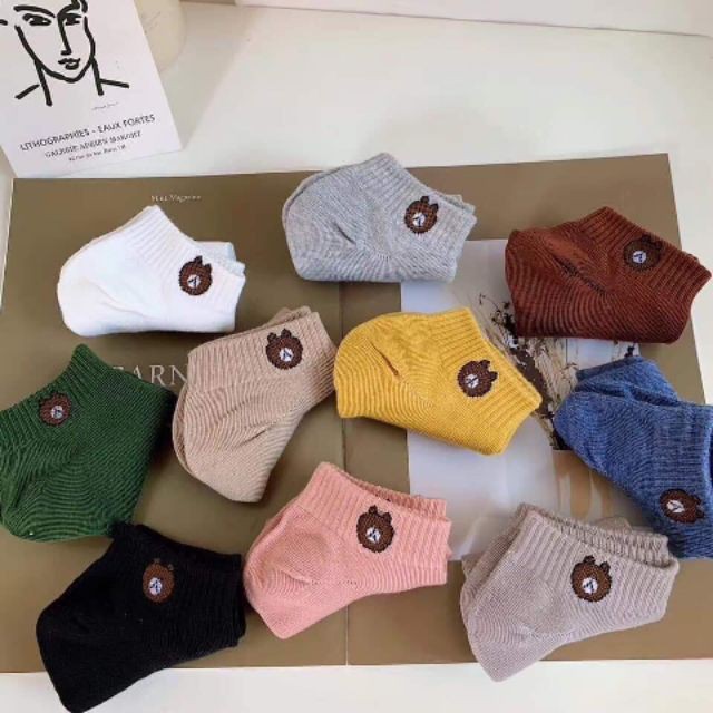 [HCM]Set 5 đôi tất gấu Brown - Không kèm túi rút