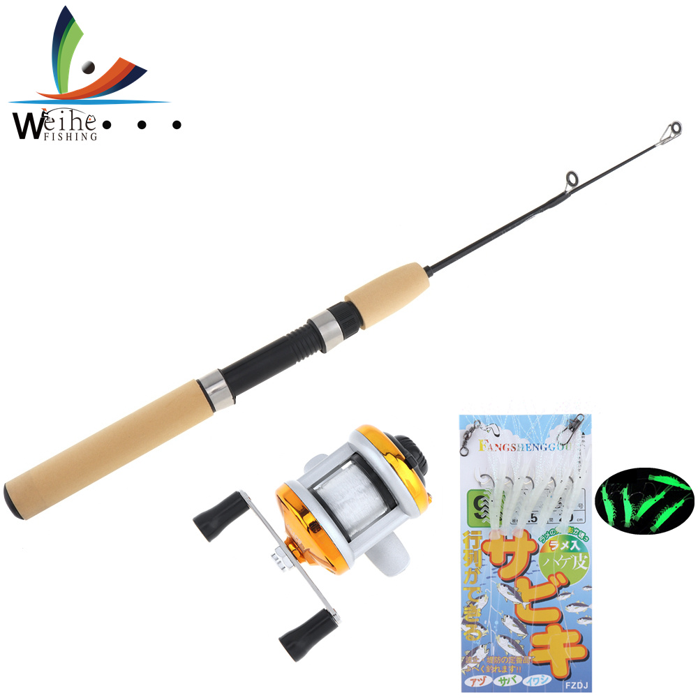 Weihe 55cm Ice Fishing Combo Telescopic Fishing Rod + Ice Reel with Line +