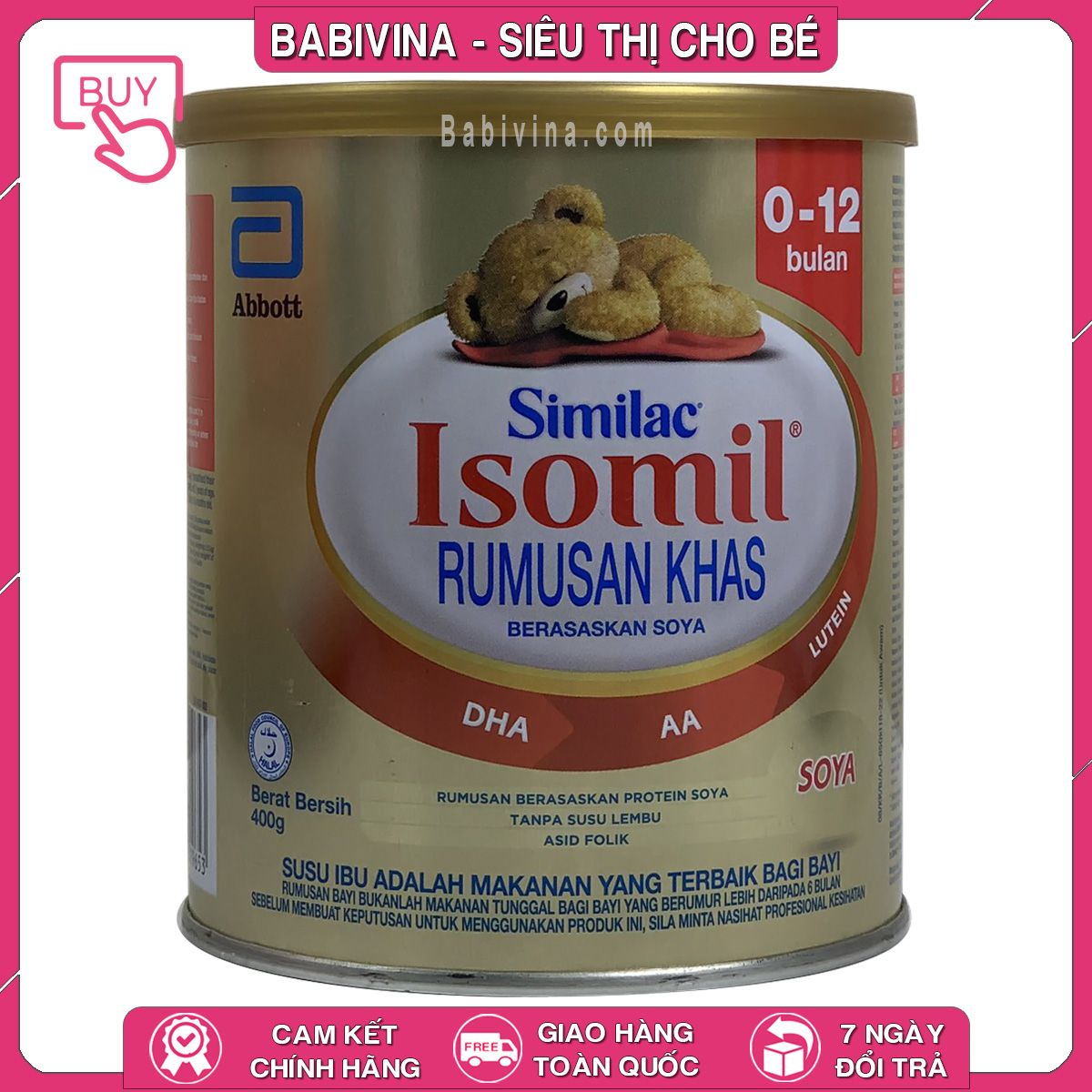[CHÍNH HÃNG] Sữa Similac Isomil 1 400g | Cho Trẻ Từ 0-12 Tháng, Bất Dung Nạp, Dị Ứng Đạm Sữa Bò, Tiêu Chảy | Date Mới , giá Tốt | Babivina