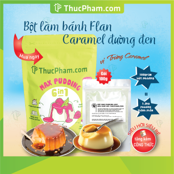 Bột Làm Bánh Flan Caramel Đường Đen ThucPham.com Pha Sẵn Đủ Vị - Dễ Nấu Tại Nhà Không Cần Hấp