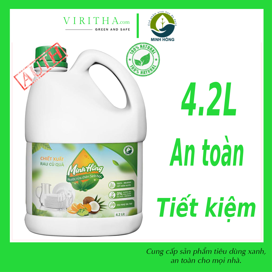 [HỎA TỐC HCM] Nước rửa chén sinh học Minh Hồng chai 4.2L tiết kiệm