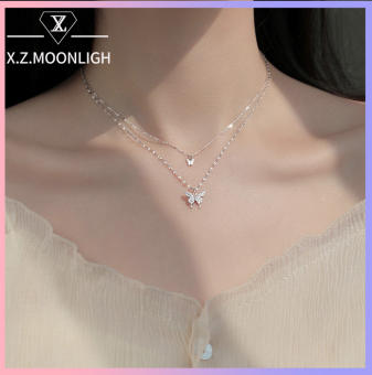 Vòng Cổ Hình Bướm Đôi Pha Lê Màu Bạc Cho Nữ Quà Tặng Trang Sức Cưới Thanh Lịch Pha Lê Thiết Kế Đơn Giản