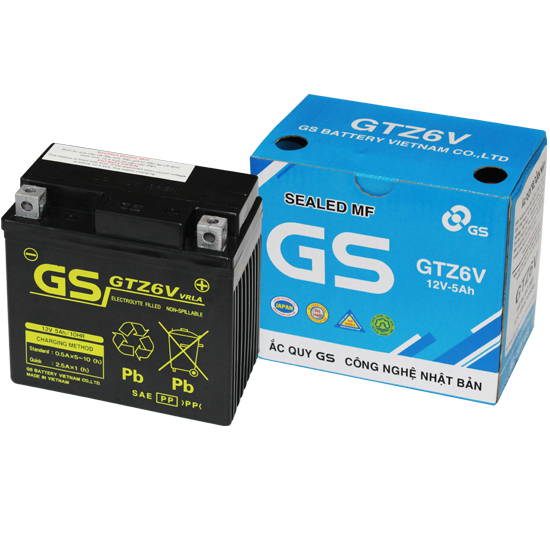 Ắc quy GS GTZ6V 12V-5AH dùng cho xe Air blade, Click, Vision, SH Mode, SH, PCX