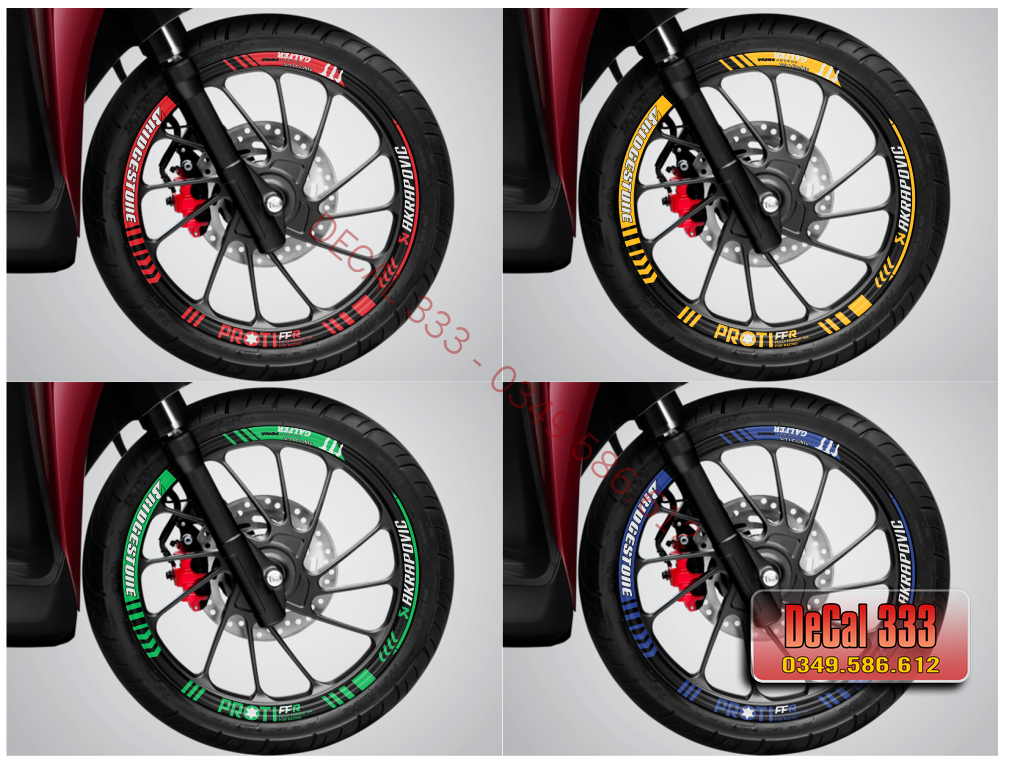 TEM DÁN VÀNH XE MÁY - Tem dán vành to mẫu AKRAPOVIC 3 lớp cao cấp - chống nước chống phai màu 307