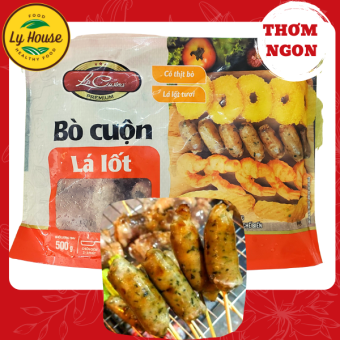 Bò lá lốt LC Food, đóng gói 500g.  Thơm ngon, đậm vị, món độc lạ. Thương hiệu thực phẩm nổi tiếng, phù hợp quán ăn vặt, an toàn vệ sinh thực phẩm. Bảo quản ngăn đông, Chế biến tiện lợi, nhanh chóng Ly House