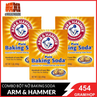 COMBO 3 Bột Nở Baking Soda Arm&Hammer Pure Baking Soda 454g/hộpx3