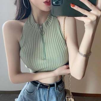 Áo sát nách ngắn mùa hè cho nữ áo vest đan