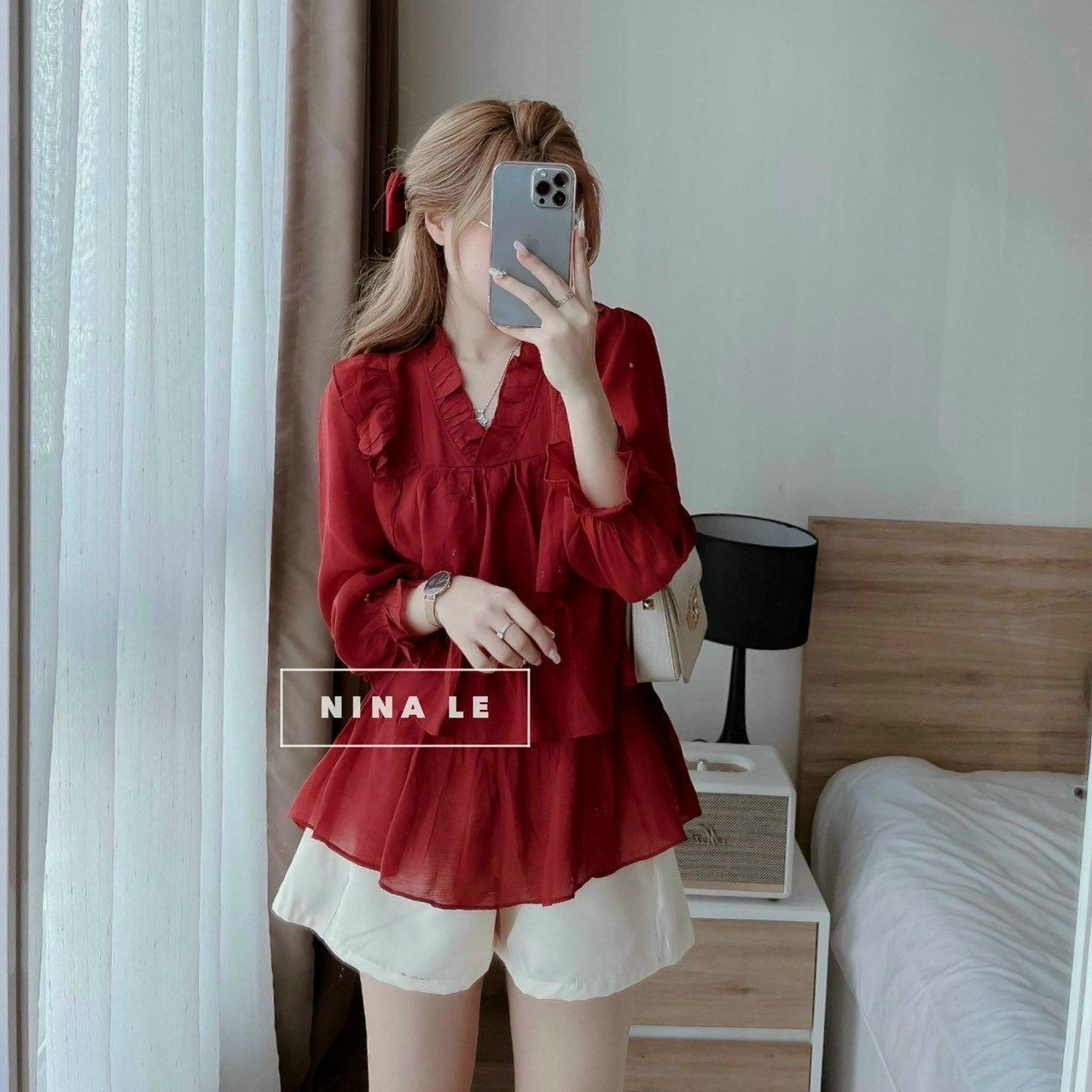 Set bộ nữ áo 3 tầng kèm quần đùi trắng cực xinh thời trang mocara-fashion