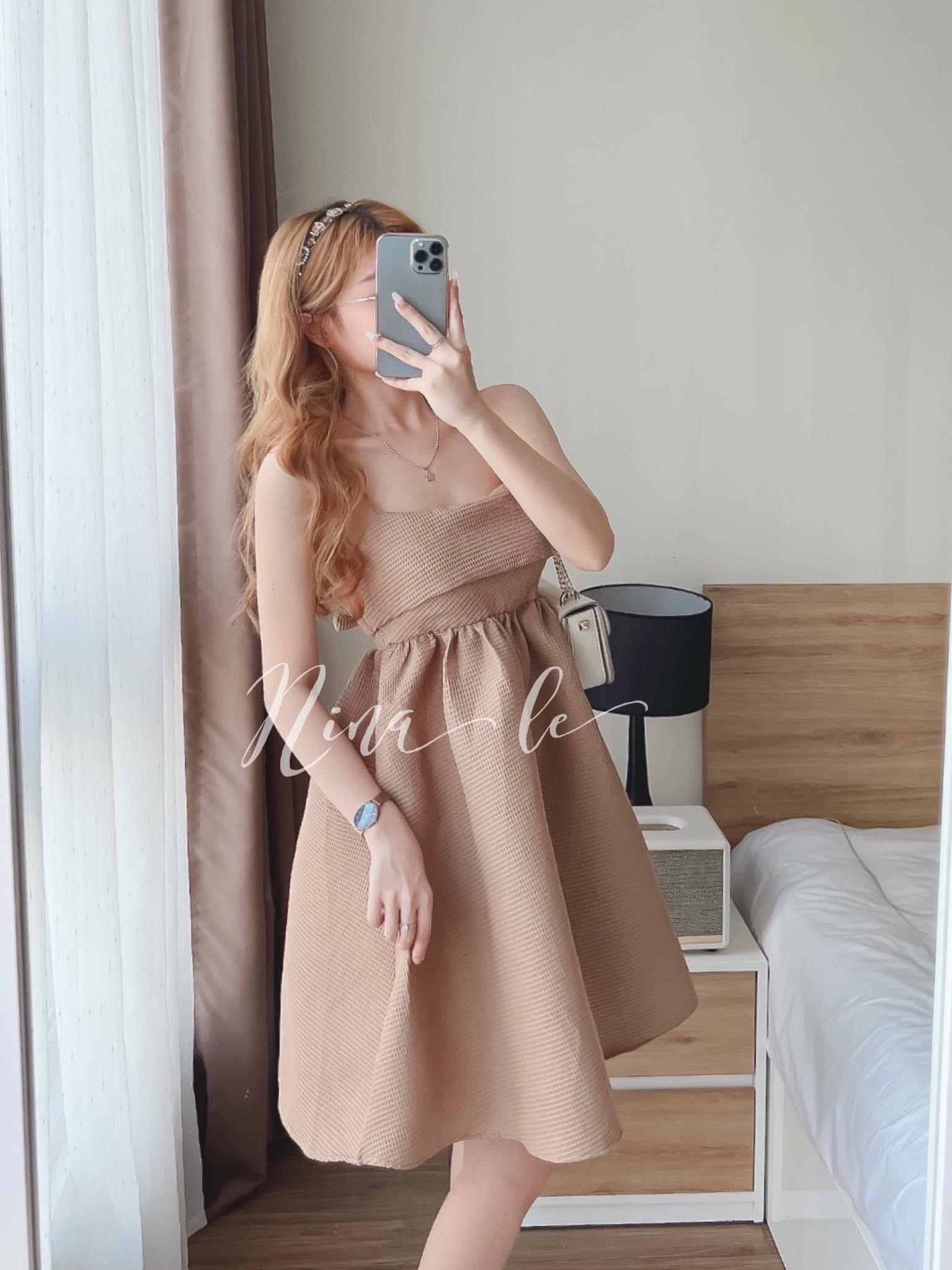Đầm babydoll 2 dây nơ lưng nhẹ nhàng xinh xắn