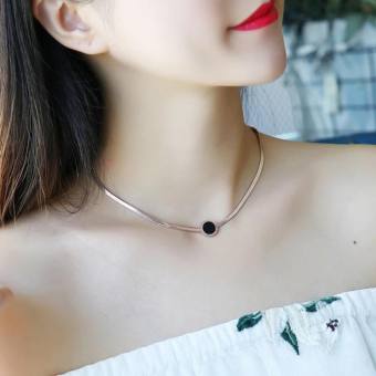 Vòng Cổ Nữ, Dây Chuyền Titan Không Han Gỉ - Choker Đeo Sát Đá Đen Cá Tính