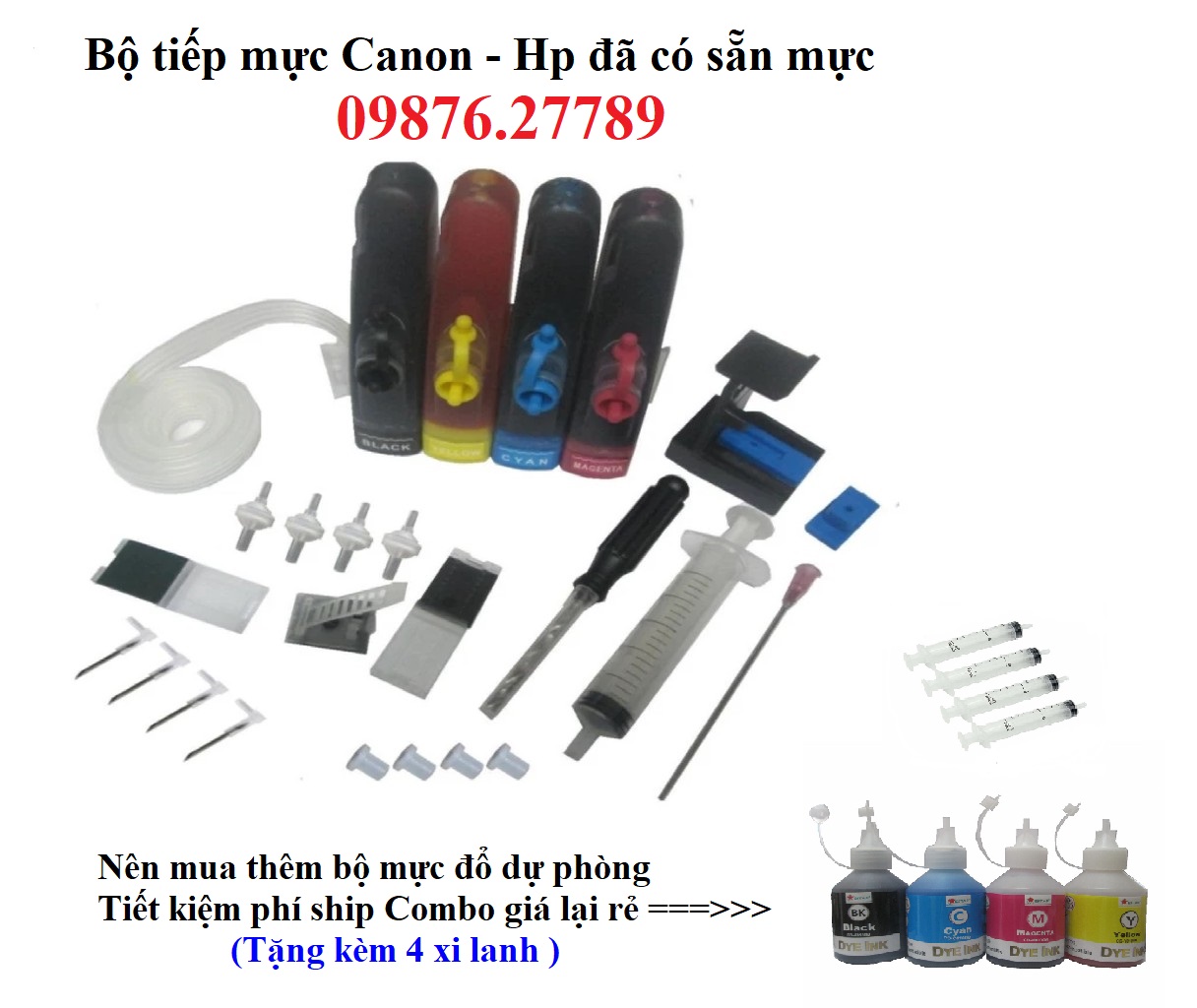 Bộ tiếp mực hp 1115, 1112, 1010, 2130 và các dòng hp 4 màu