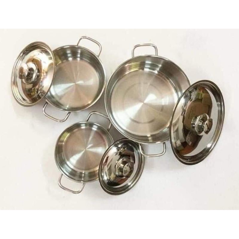 Bộ 3 nồi inox sáng bóng SHARP nắp inox 24cm 20cm 16cm dùng được bếp từ và mọi loại bếp bộ nồi inox chắc chắn đang được nhiều chị em nội trợ việt tin dùng hàng cao cấp BẢO HÀNH 12 THÁNG