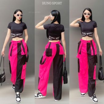 Set Quần Jogger Túi Hộp Kết Hợp Áo Croptop Tập Zumba, Dancesport, Tập Gym , Yoga, Aerobic, Picnic, Dã Ngoại Huno Sport