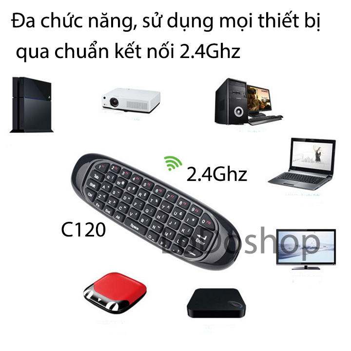 Chuột bay kèm bàn phím điều khiển smart tivi, android box đa năng thông minh - Chuột không dây có bàn phím mini cho điện thoại, máy tính bảng, ipad và máy tính