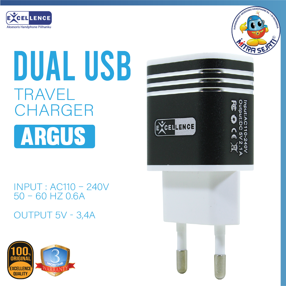 Charger Excellence Argus 2 USB for iPhone/Type C/Micro