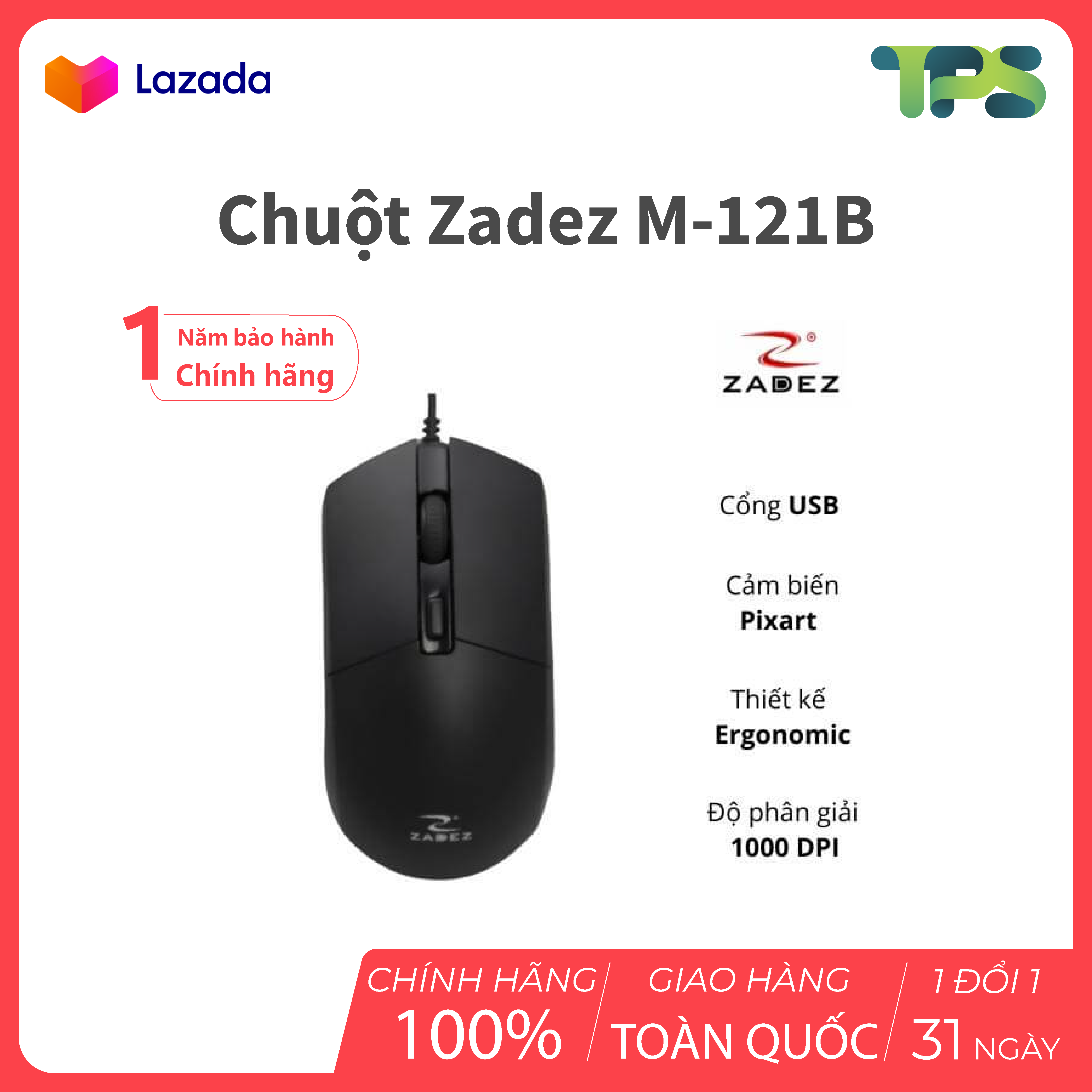 Chuột Gaming có dây ZadeZ M-121B, bảo hành 12 tháng chính hãng