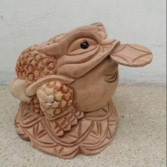 Tượng cóc gỗ xá xị phong thủy 15cm