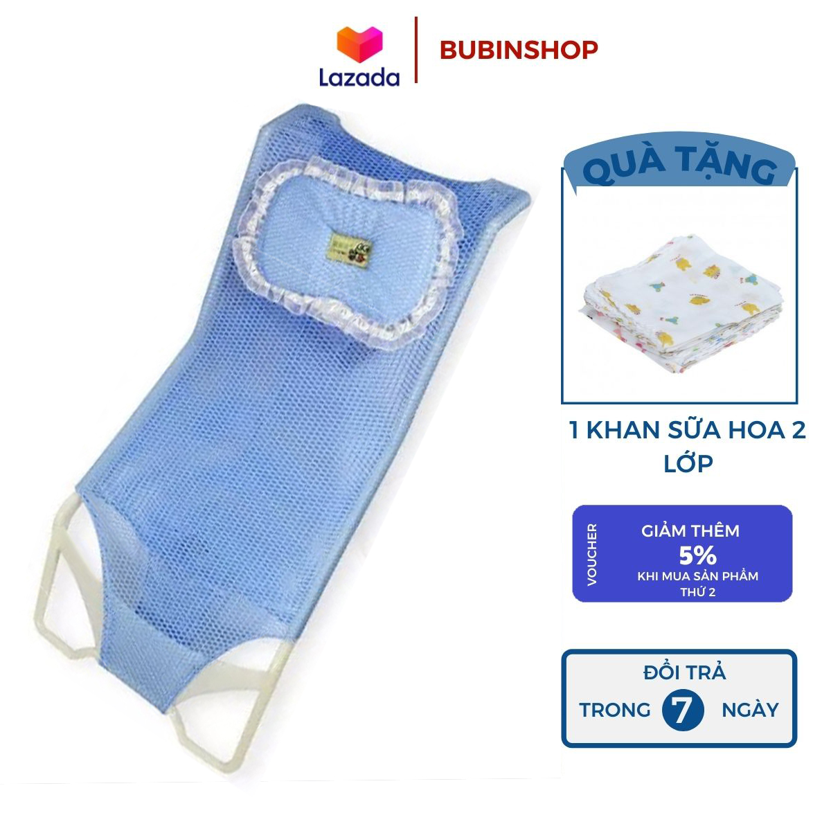 Giường Lưới Tắm Cho Bé Sơ Sinh Kèm Gối Lưới Tắm Đủ Màu cho Bé Trai Và Bé Gái Lưới Có Thể Tháo Rời Vệ Sinh Dễ Dàng, Ghế Tắm Thư Giãn Cho Bé Có Khớp Gắn An Toàn Vào Thau Tắm Bé Giúp Mẹ Thuân Tiện Tắm Gội Cho Bé Bubinshop