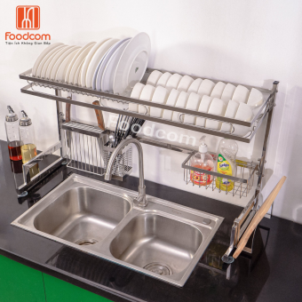 Kệ đựng chén bát inox Foodcom - Kệ bát inox để bồn rửa -1 tầng - Size 66cm, 86cm, 106cm