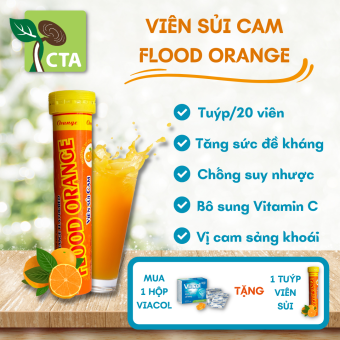 VIÊN SỦI CAM FLOOD ORANGE TĂNG SỨC ĐỀ KHÁNG, BỔ SUNG VITAMIN C (Tuýp 20 viên)
