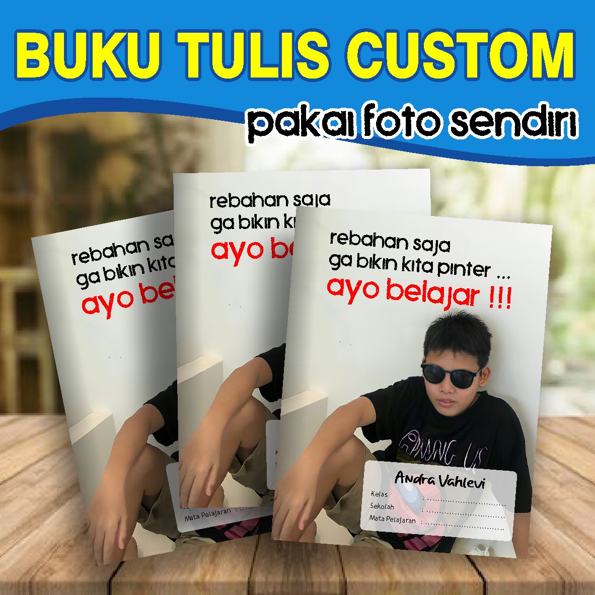 Package OF 5 Books - Custom Photo Writingbook - CAN Request Photos AND Your OWN Name