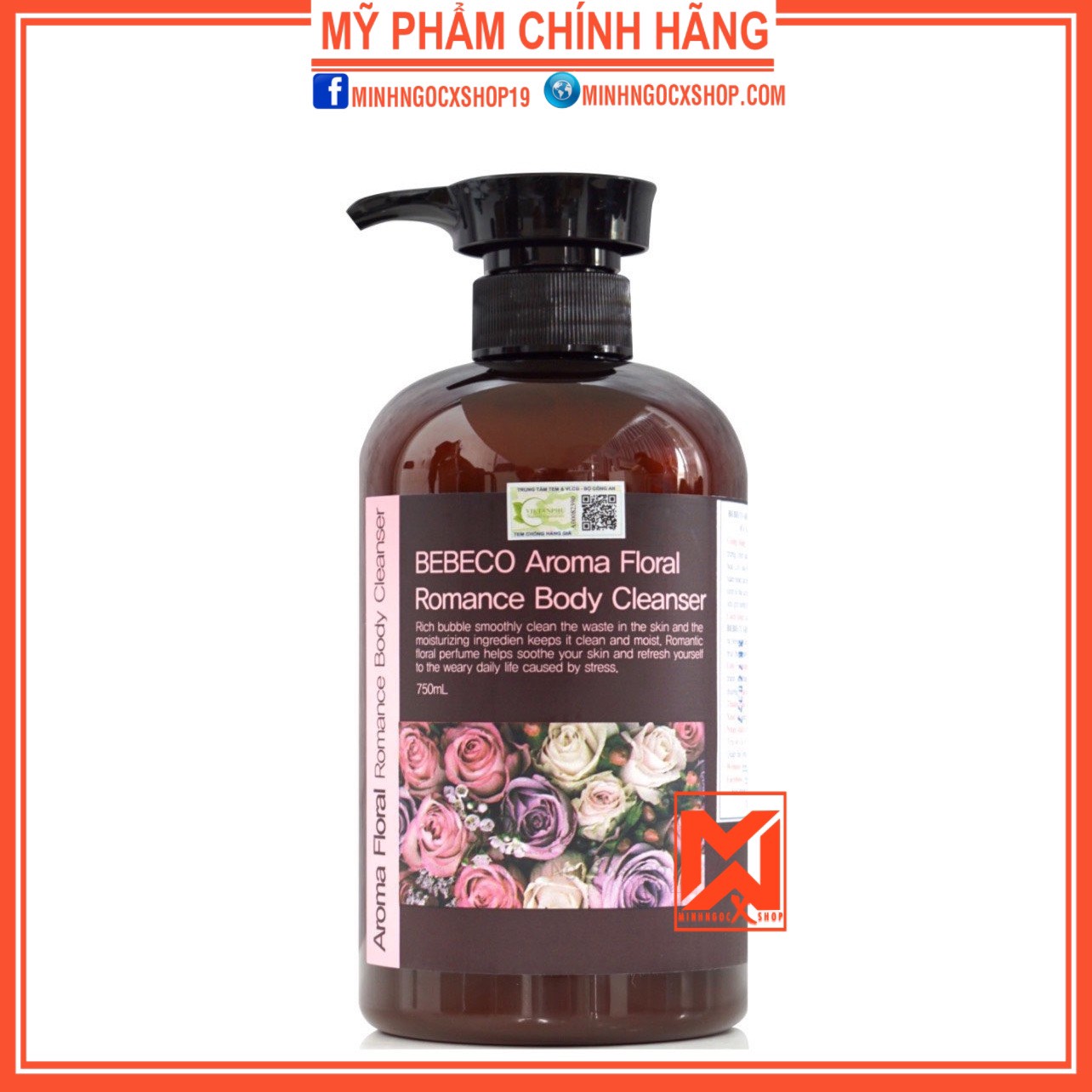 Sữa tắm Bebeco sữa tắm nước hoa hương thơm lãng mạn Bebeco Aroma Floral Romance Body Cleansenr 500ml