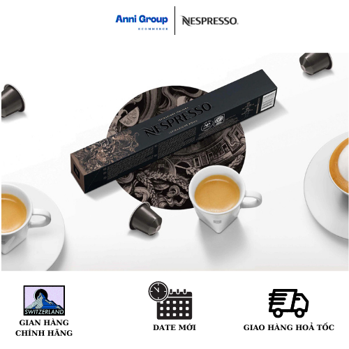 HCM - Nespresso Coffee Capsule ISPIRAZIONE ROMA New Date 2023 Full and Balanced Essence of chic (10 pills/ box), Intensity 08- Viên nén cà phê Roma Bản chất đầy đủ và cân bằng của sự sang trọng Độ Đậm 08 Hộp 10 viên - Anni Group