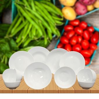 BORMIOLI ROCCO Bộ chén dĩa thủy tinh opal cao cấp 12 món