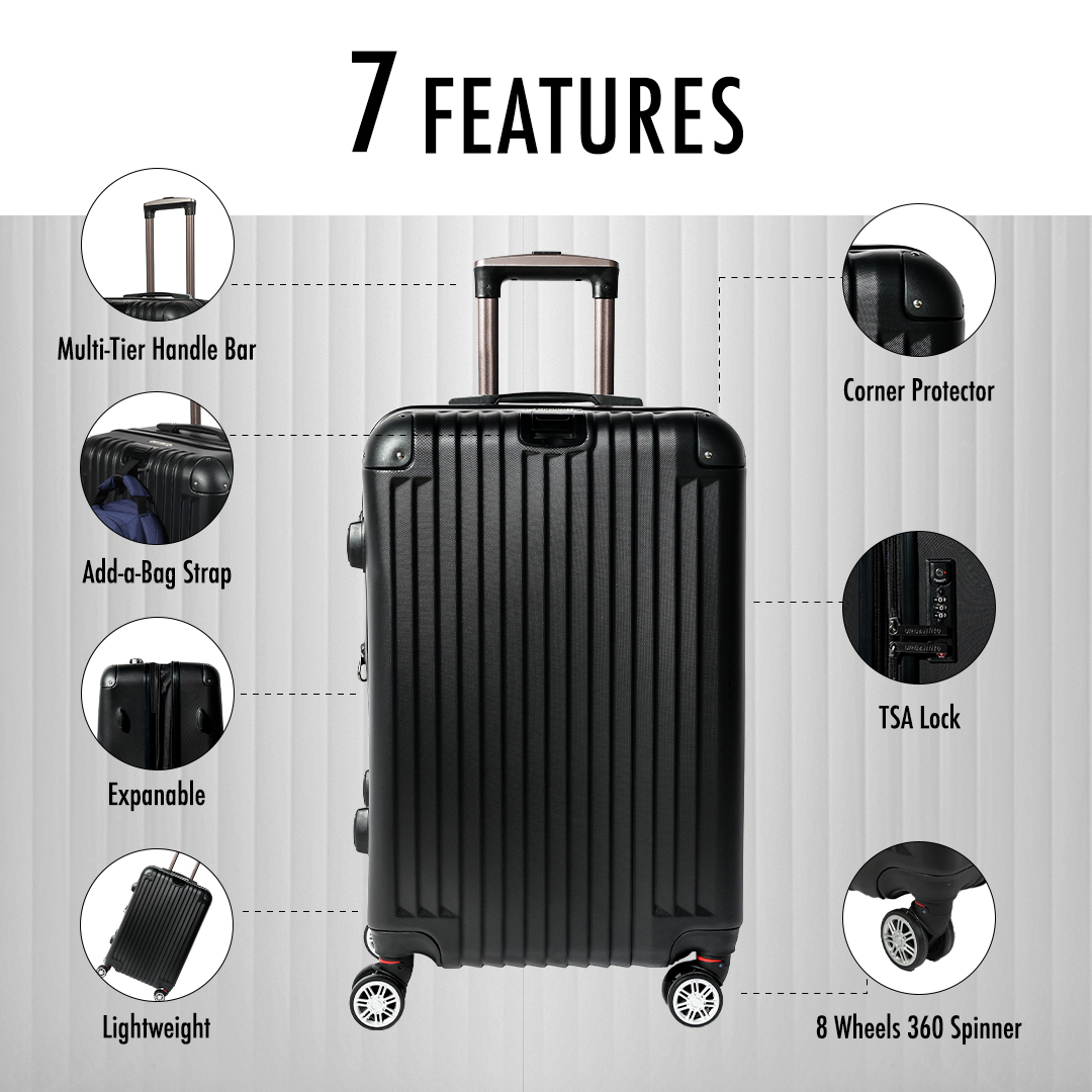 URBANlite VERTEZ  2in1(24"+28")  360° 8-Wheel Spinner | TSA Lock I Expandable |Corner Guard Hard Case Luggage-ULH 22915