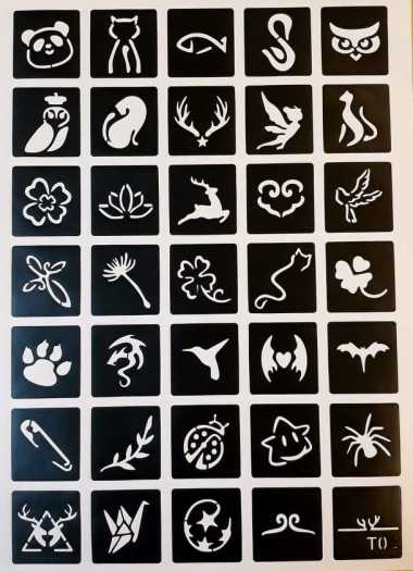 Combo 2 tờ A4 gồm nhiều mẫu vẽ hình xăm tattoo mini