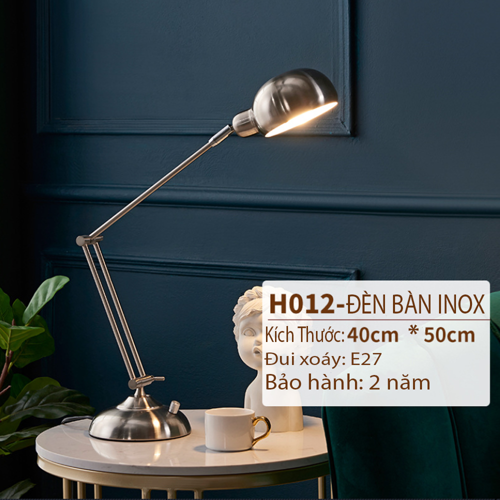 Đèn bàn Kim loại, Đèn bàn làm việc INOX 304 phong cách cổ điển - INOX