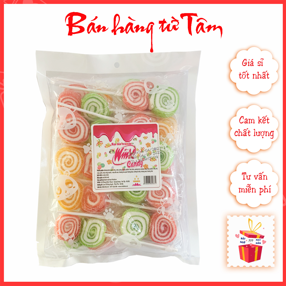 Kẹo dẻo trái cây bốn mùa hình xoắn ốc gói 250gr ngon thơm hấp dẫn trẻ