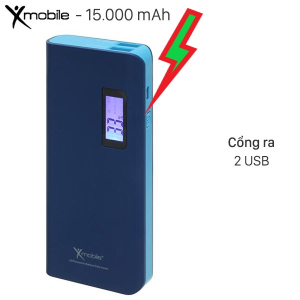Y615N (tặng kèm cáp sạc) Pin sạc dự phòng 15.000 mAh Xmobile LA Y615N- đèn LED hiển thị Pin