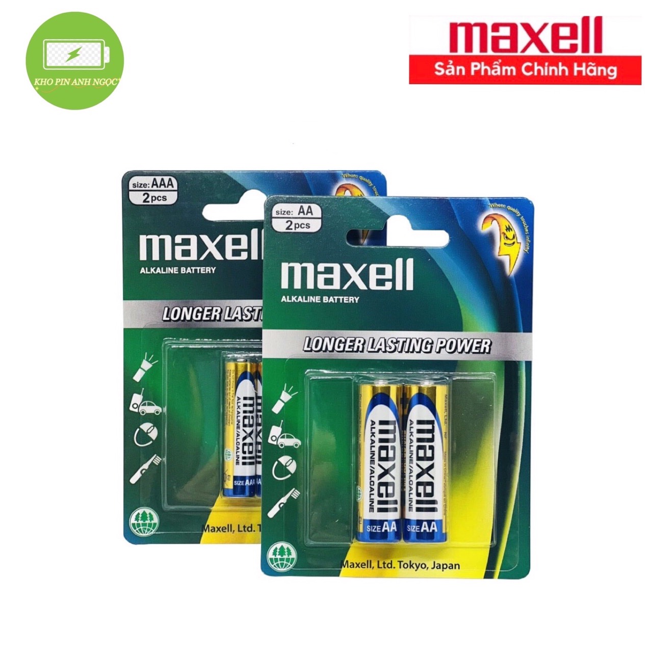 Vỉ 2 viên pin aa - aaa maxell alkaline - hàng chính hãng