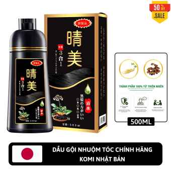 Dầu Gội Nhuộm Tóc KOMI Chính Hãng Nhật Bản ( Màu Đen ), Dung Tích 500ml - KRUSH