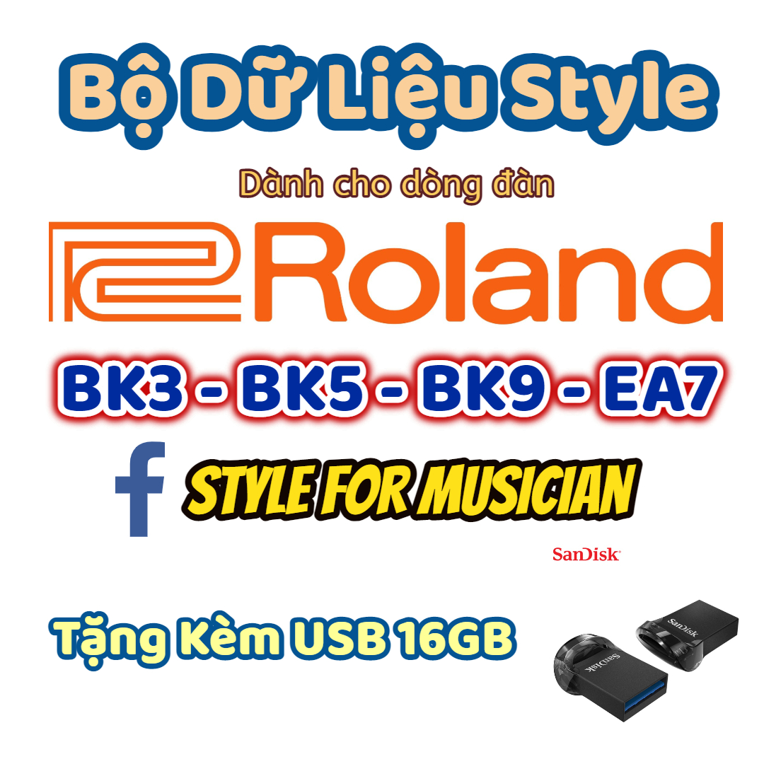 Bộ dữ liệu Style dành cho Roland BK9 BK5 BK3 EA7 - tặng kèm USB 16GB