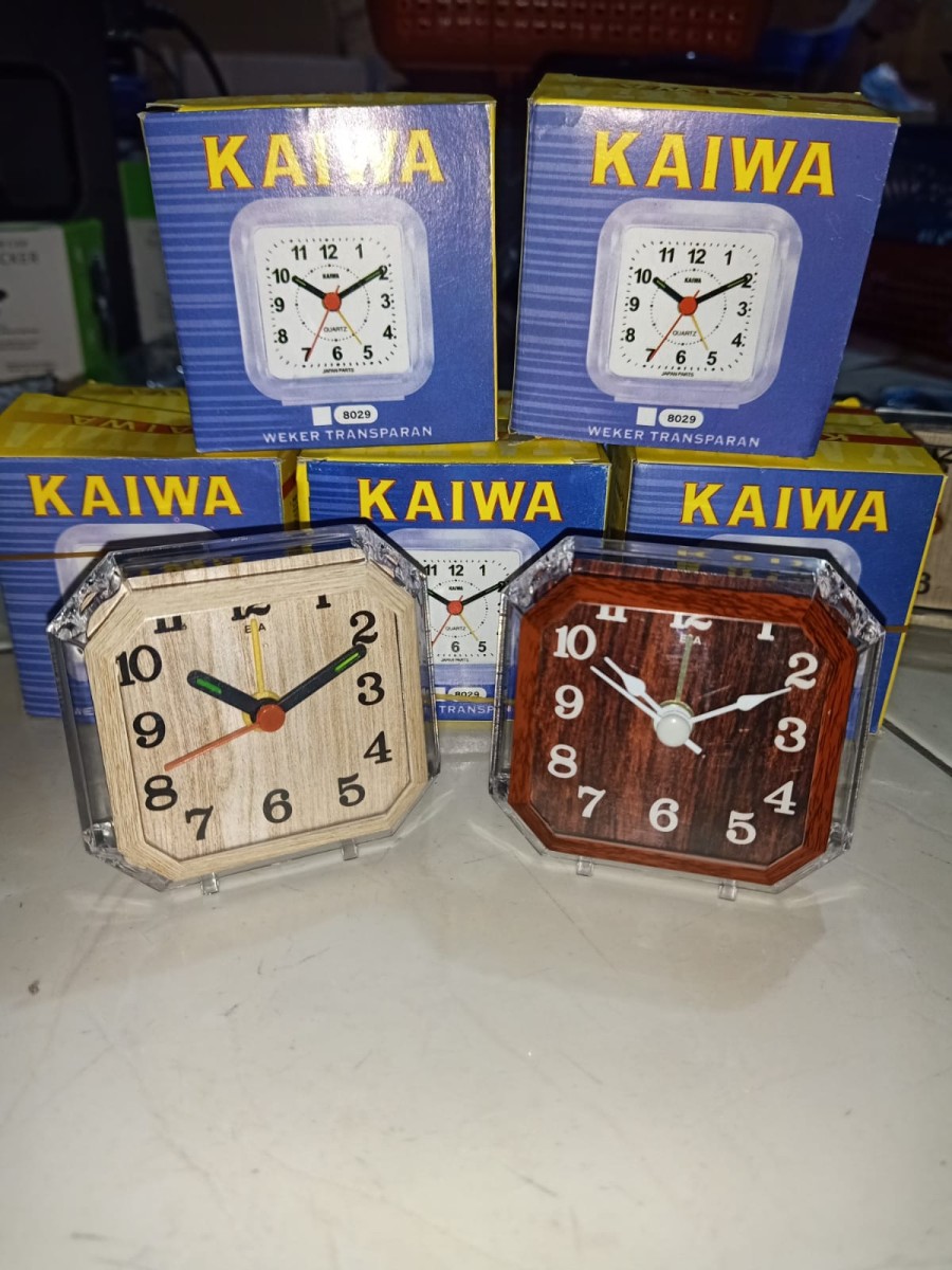 Jam Weker meja Transparan Segienam Mini / Jam Meja Beker