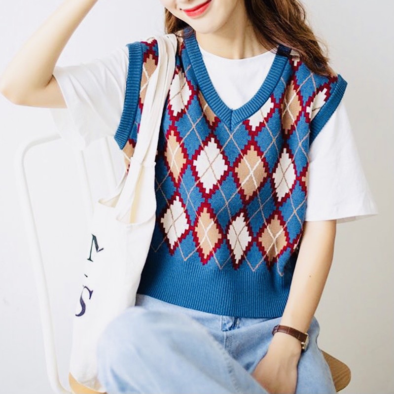 Áo len gile croptop Gile len trám nhiều màu Gile len mịn đẹp phong cách Hàn Quốc