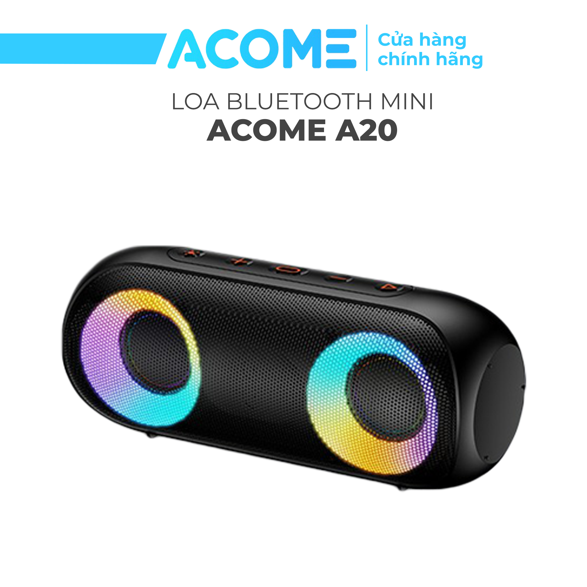 Loa bluetooth ACOME A20 pin trâu công suất cao có led chống nước IPX7 pin trâu