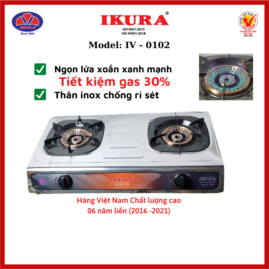 Bếp đôi inox tiết kiệm 30% gas - iv 0102