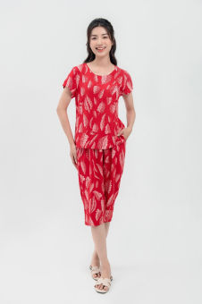 WINNY - Bộ đồ lanh cộc tay quần ngố mặc nhà 2MNLA22052N