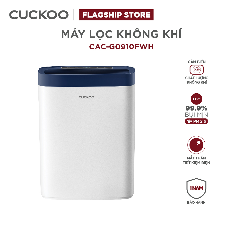 Máy lọc không khí Cuckoo CAC-G0910FWH - Dành cho không gian 30m2 - Hoạt động yên tĩnh - Tiết kiệm điện - Hàng chính hãng