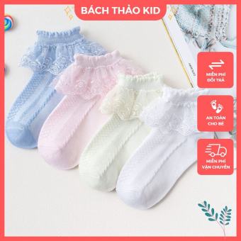 Tất cổ ren cho bé gái phong cách Hàn Quốc đi giày búp bê xinh