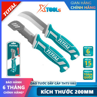 Dao tước dây cáp lưỡi cong TOTAL THT51882 | dụng cụ tuốt dây điện Kích thước 200mm, Chất liệu thép không gỉ, Có nắp vỏ nhựa bảo vệ lưỡi, tước cáp ngành nghề xây dựng, điện công nghiệp, điện dân dụng [XTOOLs][XSAFE]