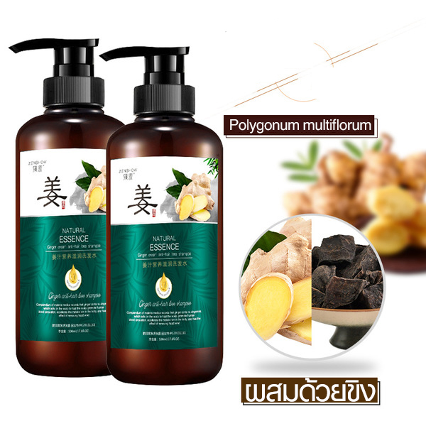 【2 ขวด 】แชมพูแก้ผมร่วง ZENSHOW แชมพูขิง ขิงช่วยป้องกันผมร่วง แชมพูสำหรับลดผมขาดหลุดร่วง ป้องกันผม...