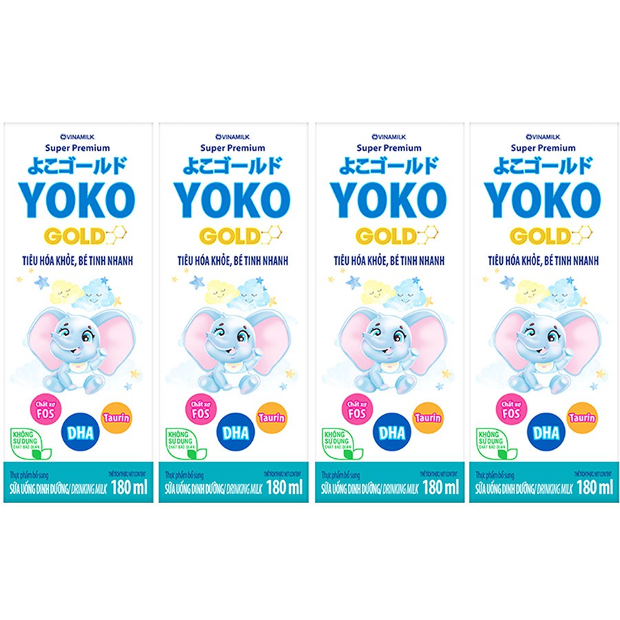Lốc 4 hộp sữa bột pha sẵn yoko 180ml