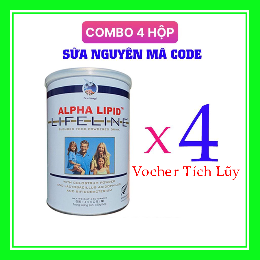Hoàn Tiền Giảm 10%-COMBO 4 Hộp Sữa non Alpha Lipid Lifeline 450g Vocher