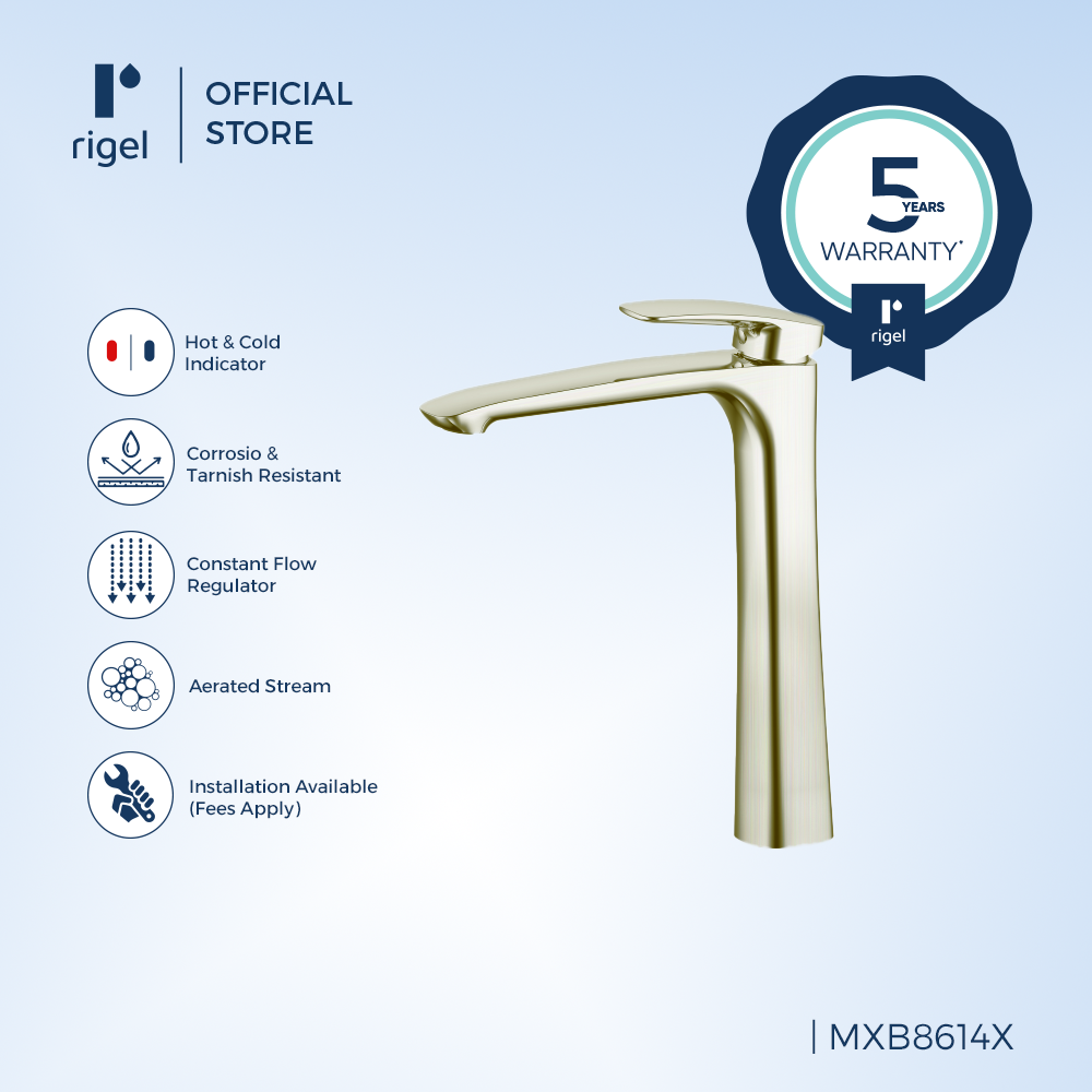 RIGEL Brushed Nickel Basin Mixer Tap MXB8614 (BrNK) | Lazada Singapore