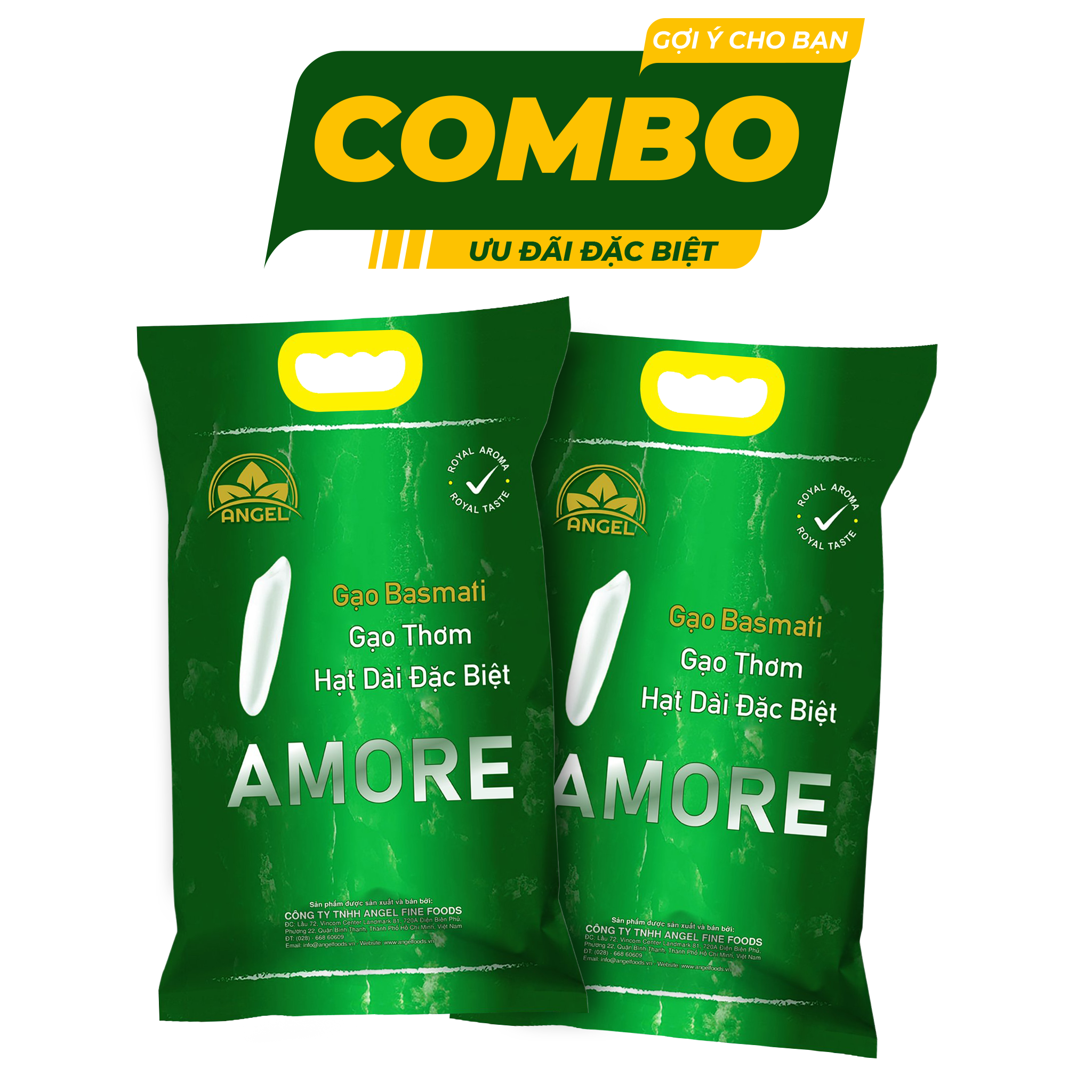 Gạo basmati india ấn độ combo 2 túi loại 5kg nhập khẩu ấn độ [gạo hạt dài-khô-nở date 24 tháng freeship max angel foods